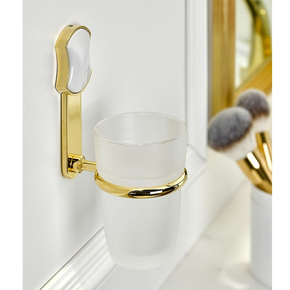 Wall mounted glass tumbler and holder  U2D-536 — Infini White Porcelain —  THG