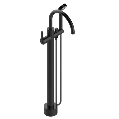 Free-standing single lever bath mixer with handshower with