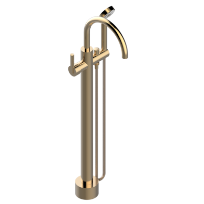 Free-standing single lever bath mixer with handshower with