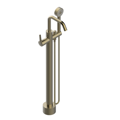 Free-standing single lever bath mixer with handshower with